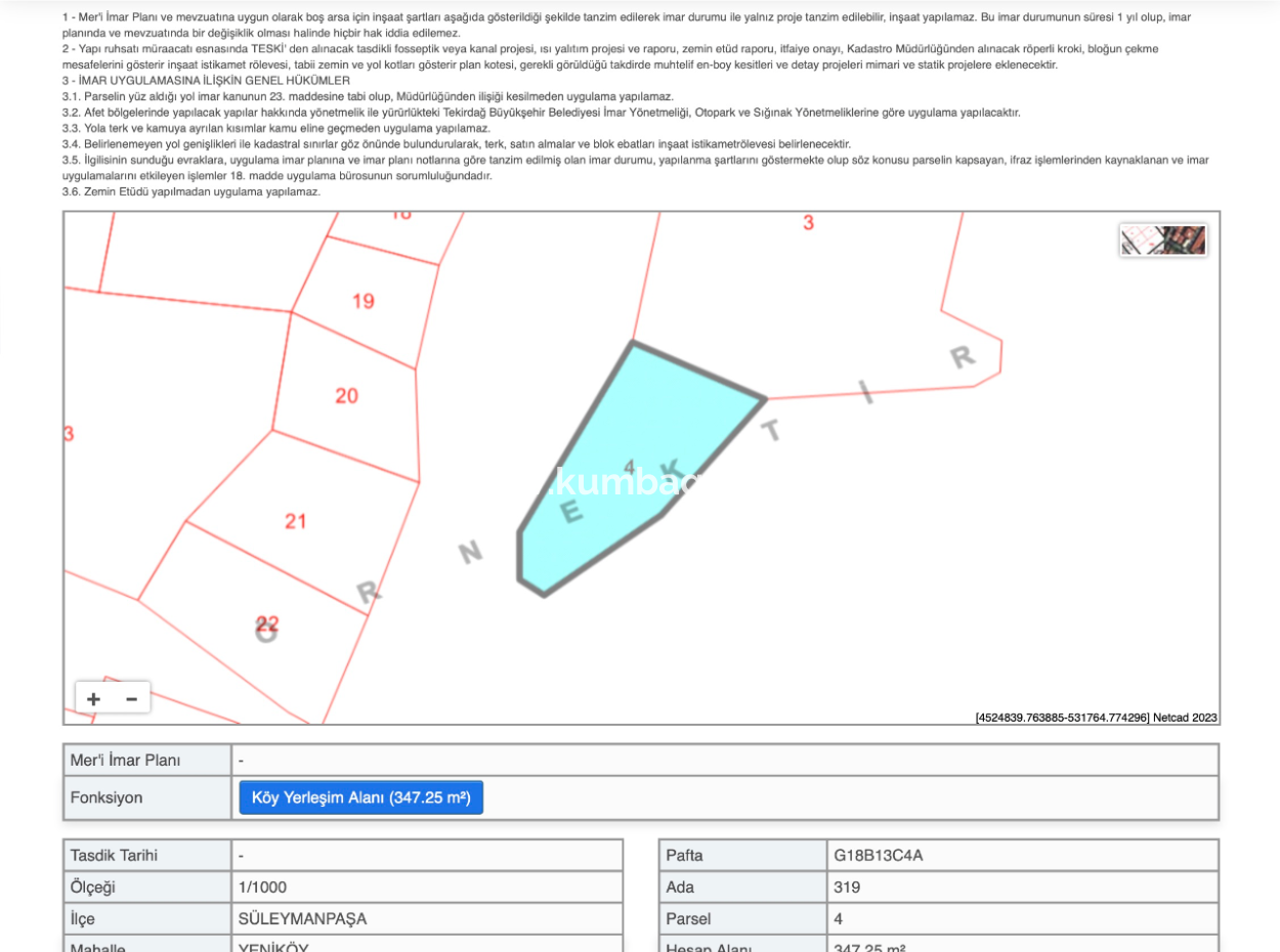 Orchard For Sale In Residential Area In Yeniköy