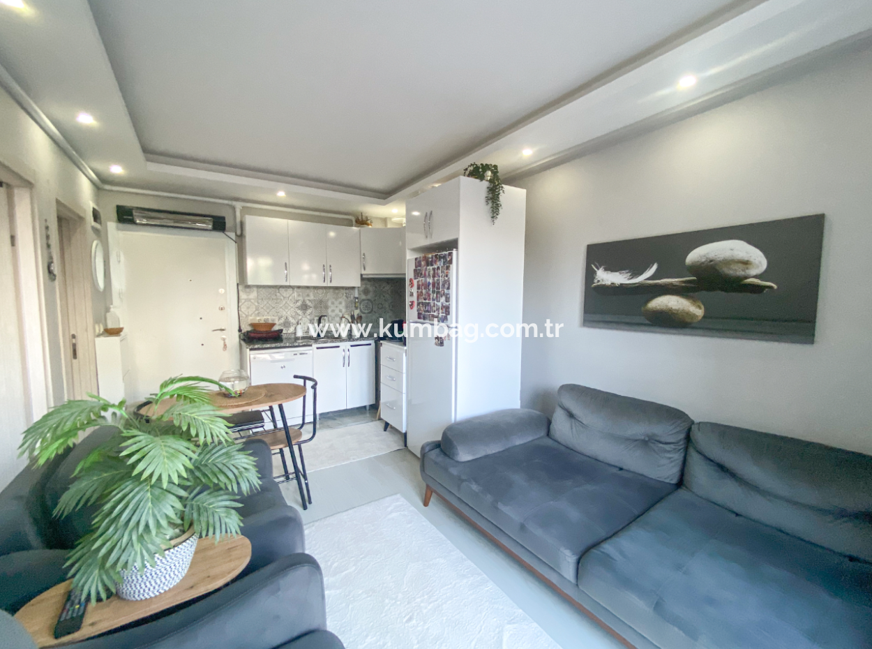1 1 Flat For Rent With Garden In A Site With Pool In Kumbağ