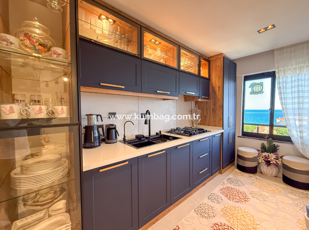 Specially Designed Furnished Flat For Sale In Kumbağ With Sea View