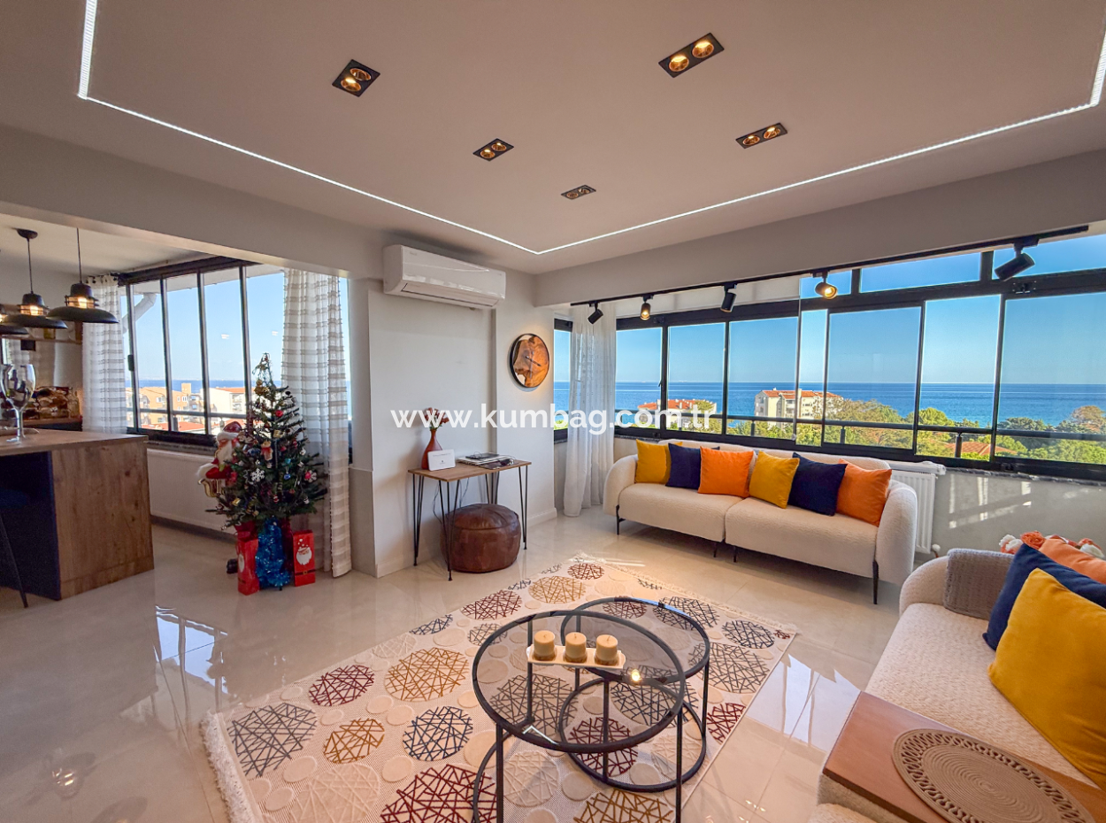 Specially Designed Furnished Flat For Sale In Kumbağ With Sea View
