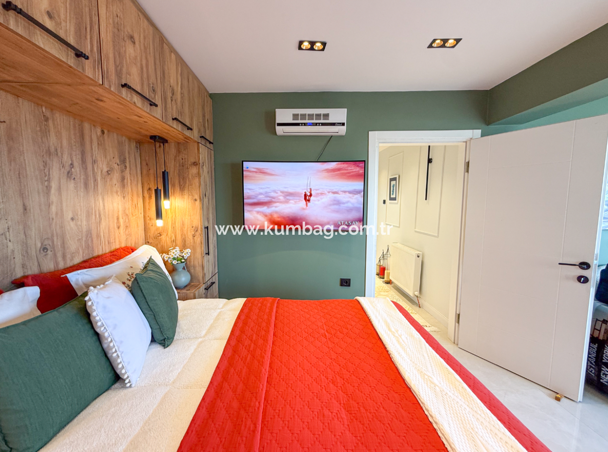 Specially Designed Furnished Flat For Sale In Kumbağ With Sea View