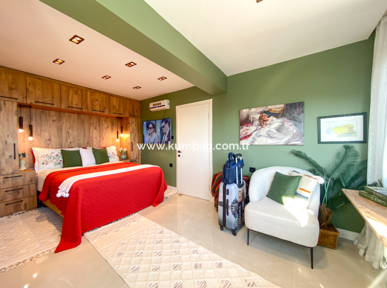 Specially Designed Furnished Flat For Sale In Kumbağ With Sea View