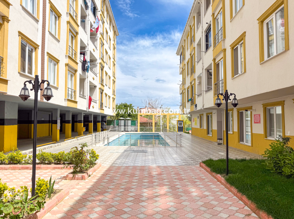 2 1 Flats For Rent In Kumbağ Village Area With Pool And Sea View