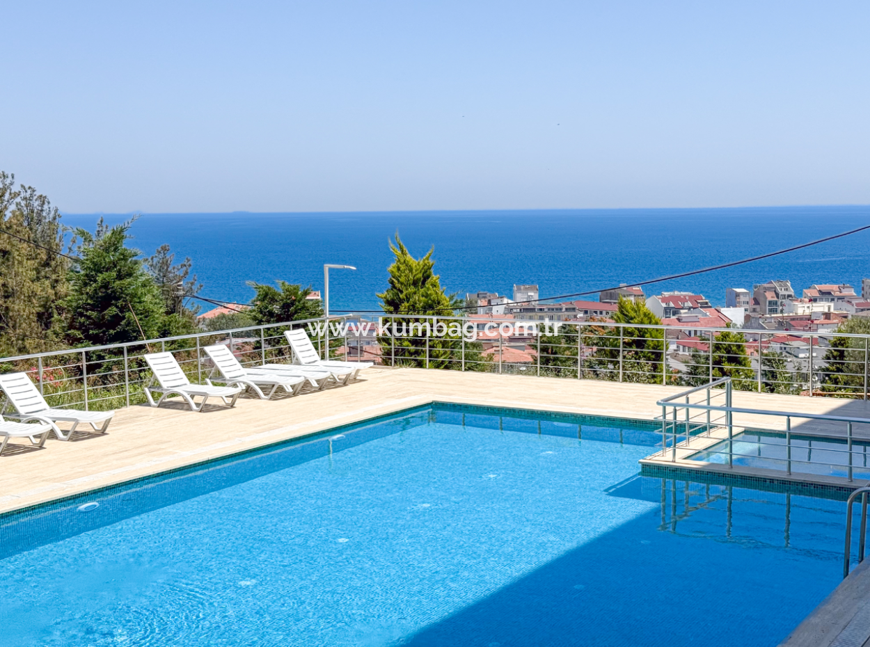 Fully Furnished 2 1 Flat For Sale With Sea View Pool In Kumbağ