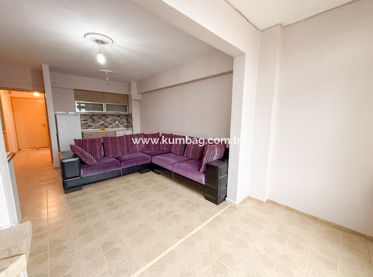 1 1 Flat For Sale With Garden Close To The Sea On Kumbağ Main Street