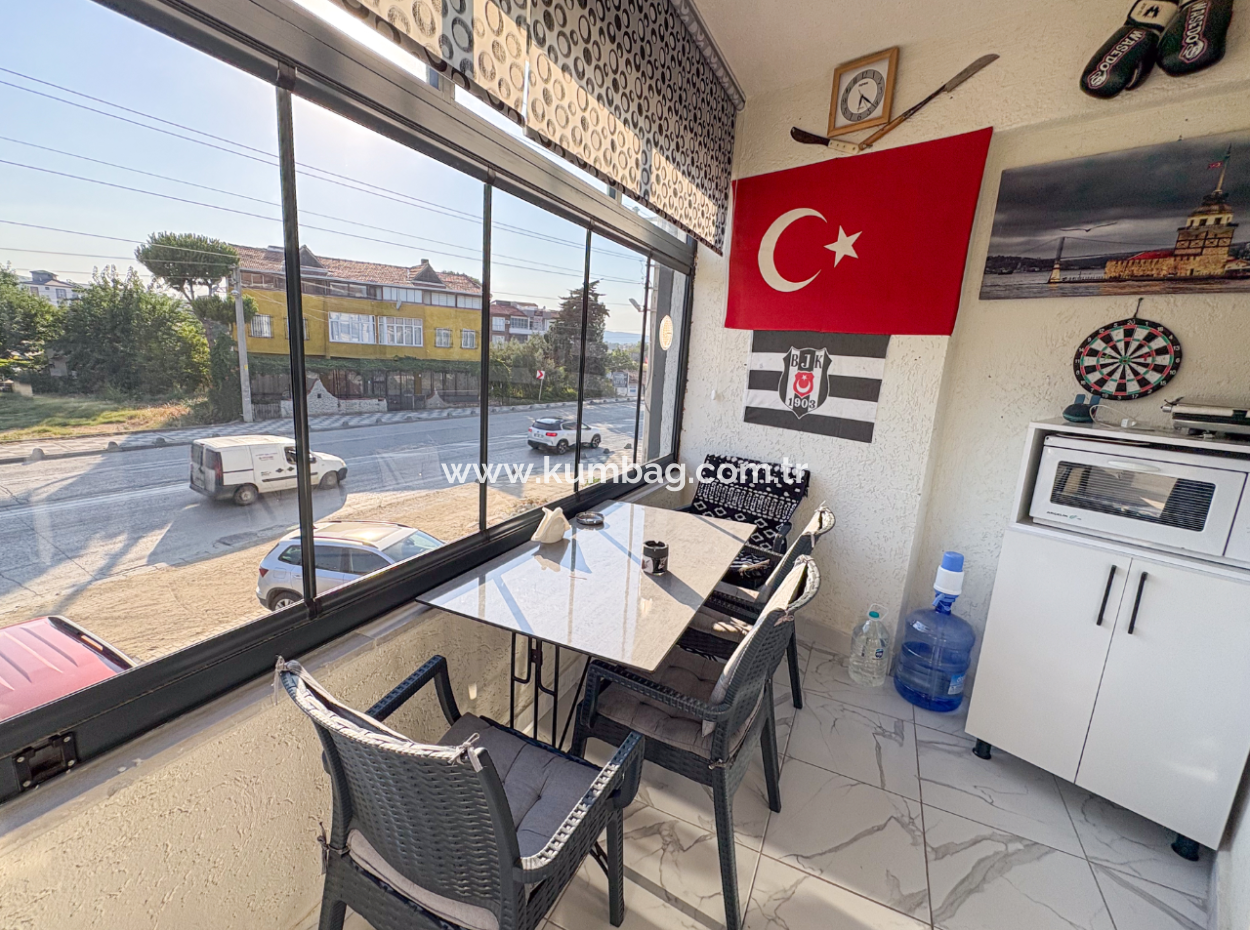 1 1 Flat For Sale In A New Building With Settlement In Kumbağ, Furnished On The Street