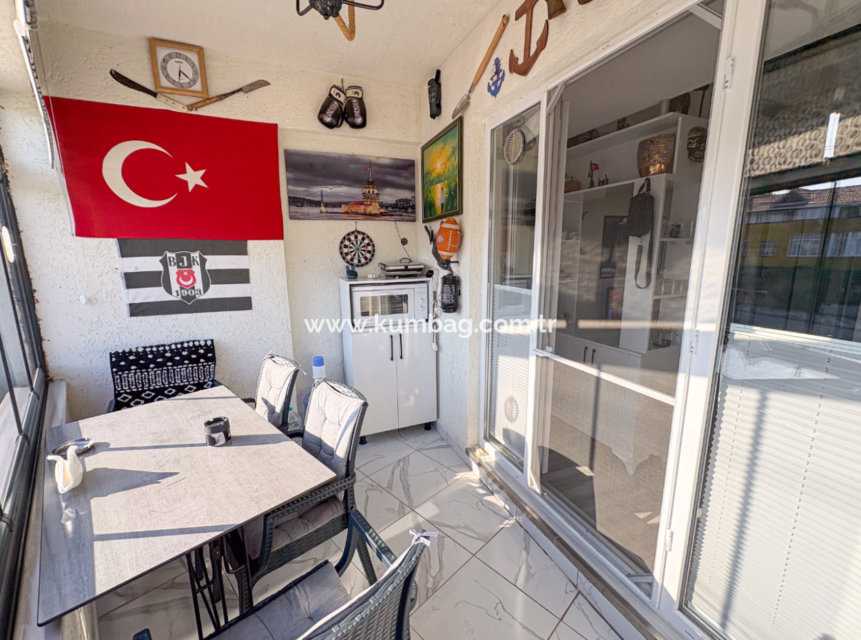 1 1 Flat For Sale In A New Building With Settlement In Kumbağ, Furnished On The Street