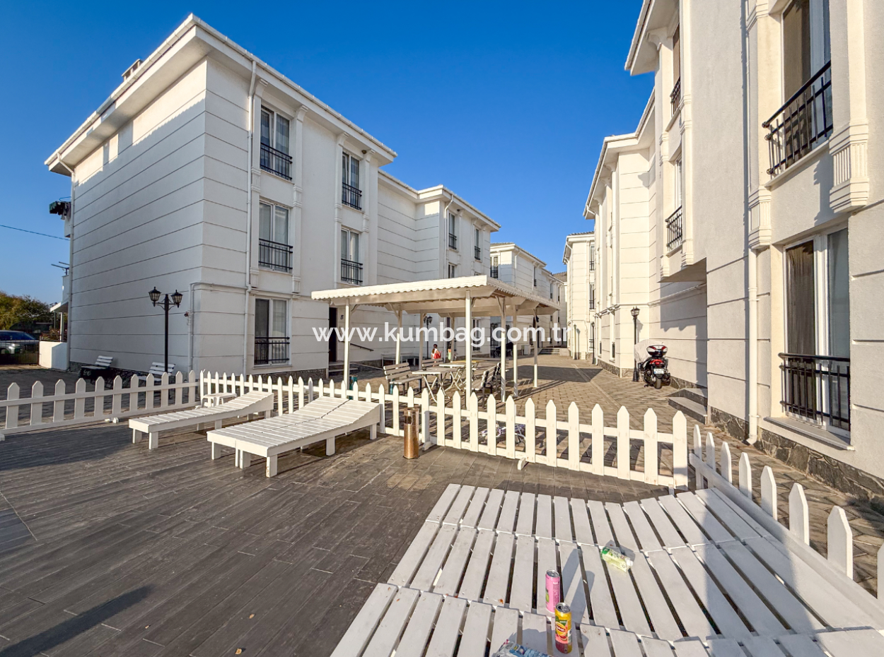 Furnished 2 1 Flats For Sale In A Site With A Pool By The Sea In Kumbağ