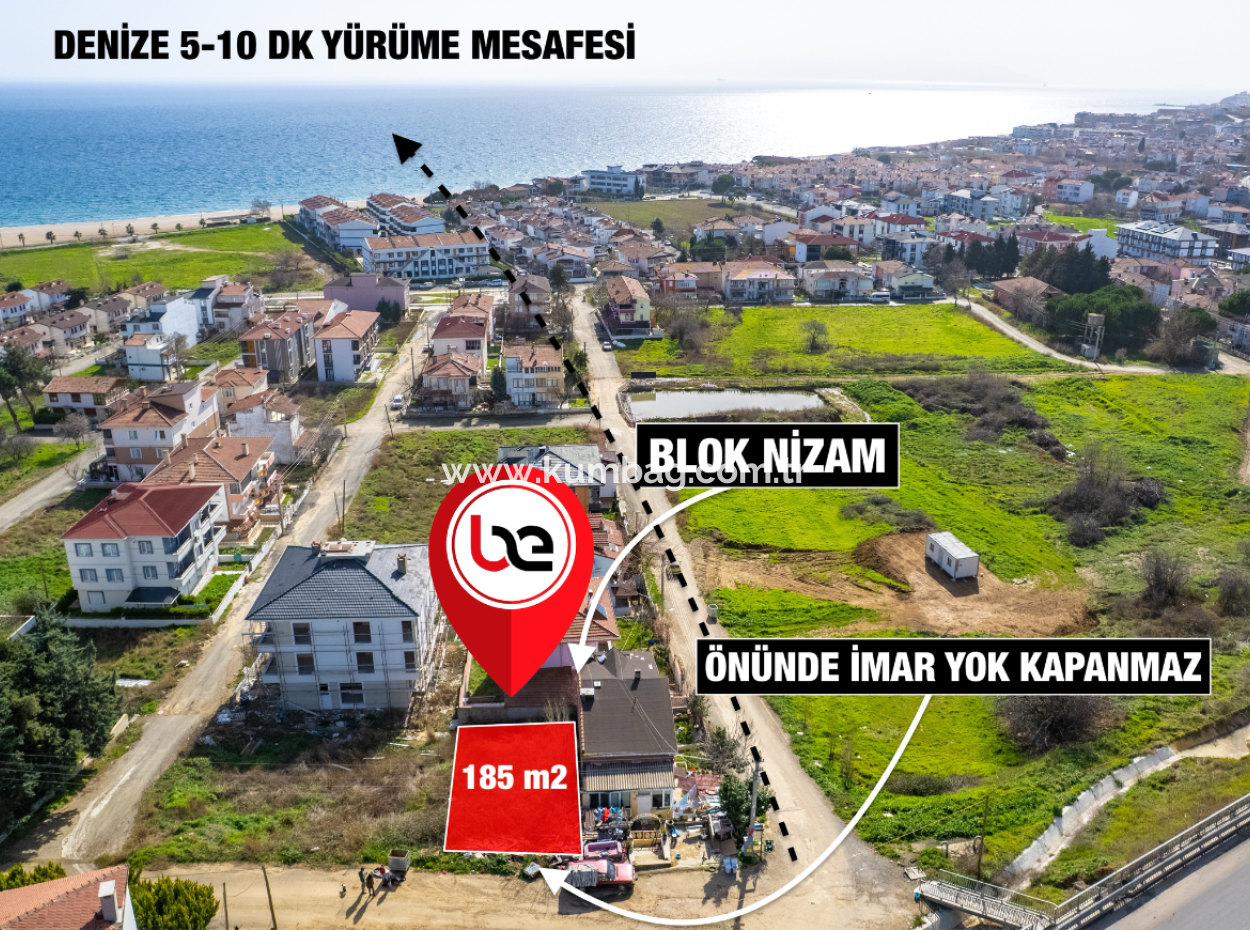 Kumbağ'da Gündal Plajına Yakın 185 M2 Blok Nizam Satılık Arsa