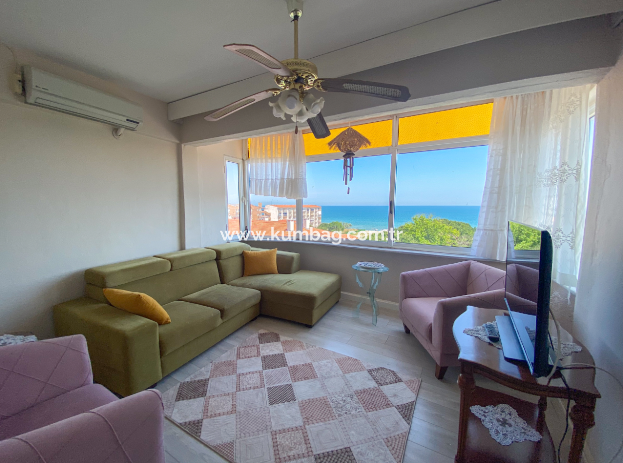 Kumbağ Merkezi Konumda Deniz Manzarlı Eşyalı Kiralık 2+1 Daire